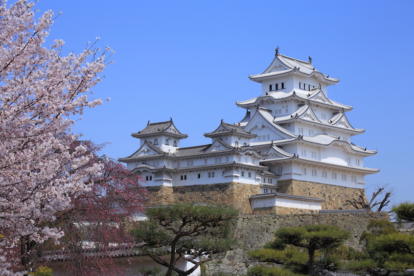 Himeji castle in Japan, ჰიმეჯის სასახლე იაპონიაში.