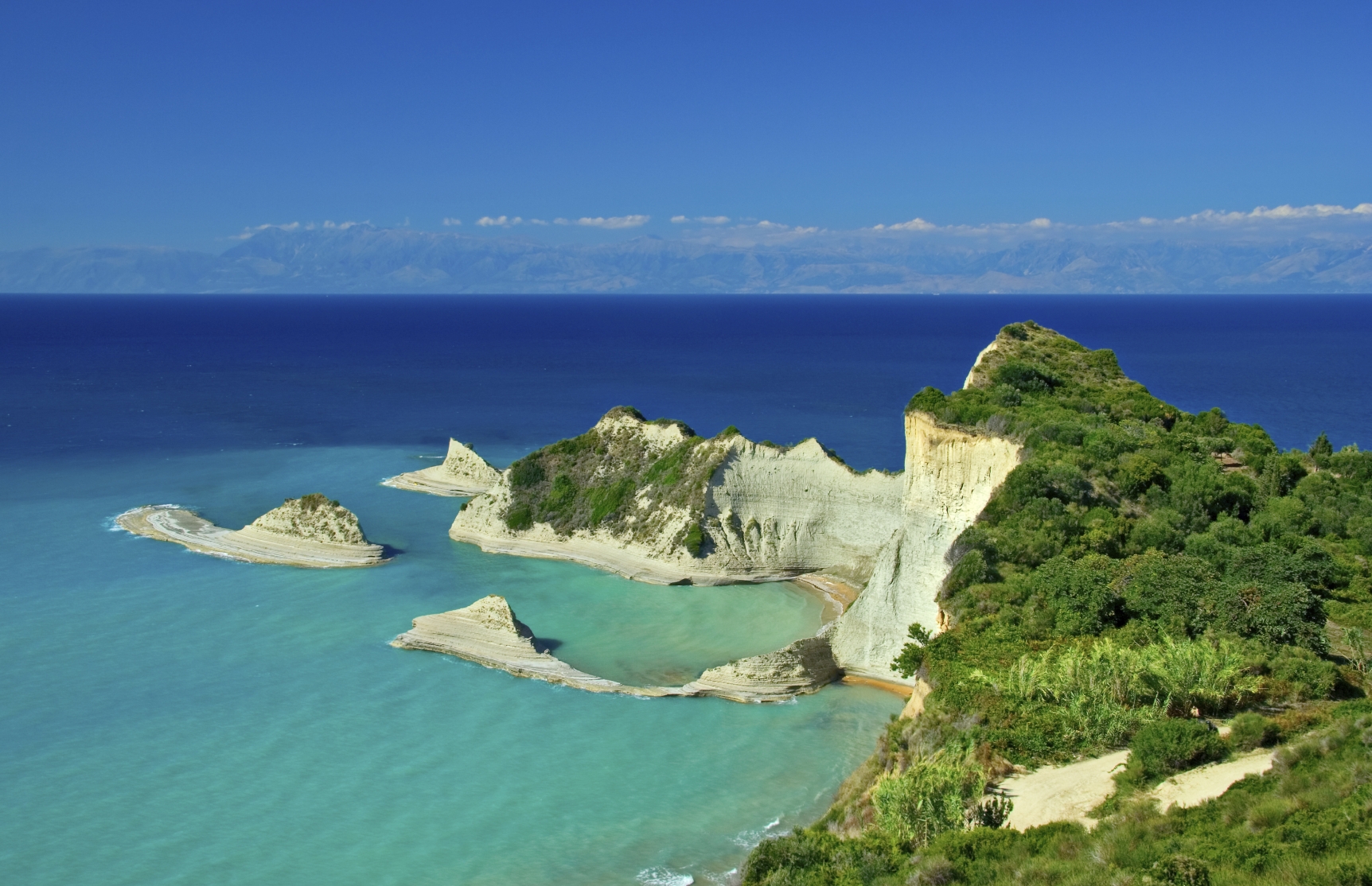 Cape Drastis with nearby islands on Corfu island, Greece